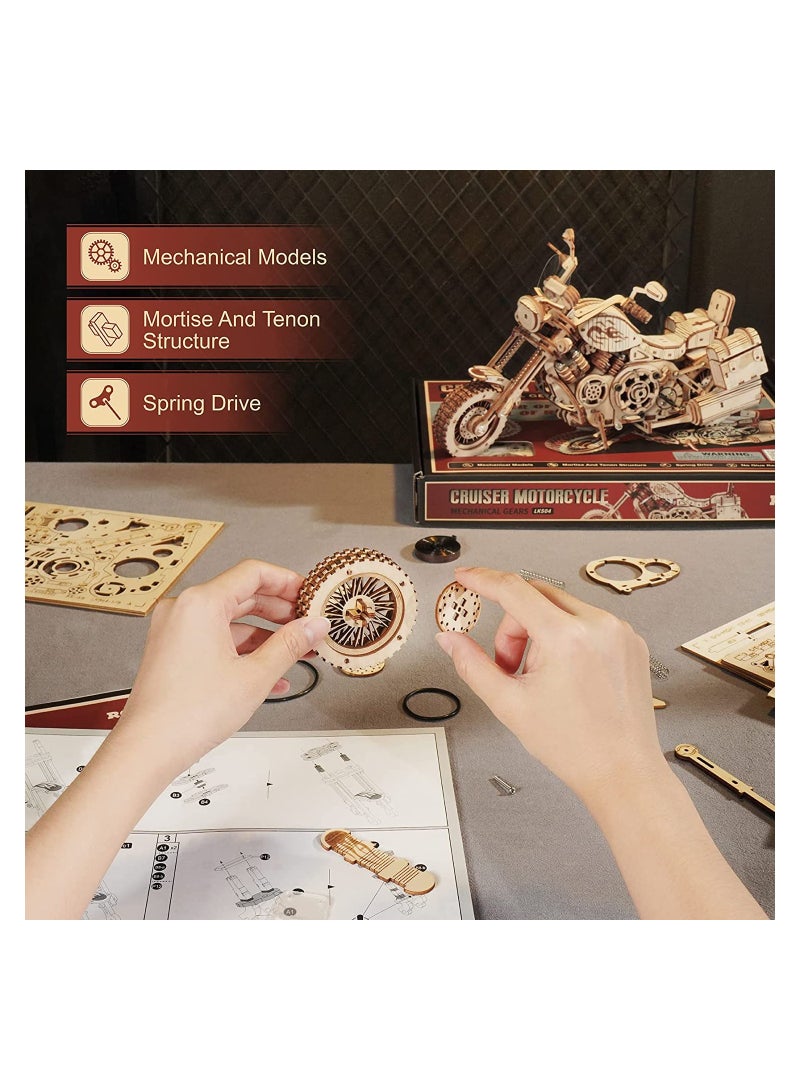 3D Wooden Puzzles Motorcycle Model for Adults to Build -1:8 Mechanical Wooden Puzzles with Kickstand Birthday for Man/Woman - Image 4